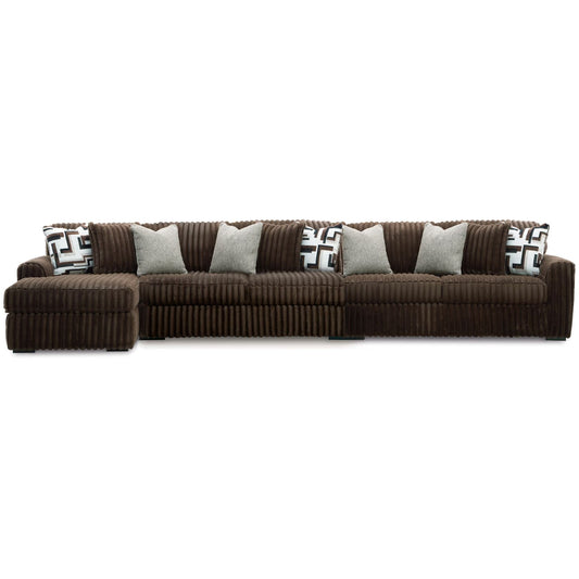Midnight-Madness - Chocolate - 3-Piece Sectional With LAF Corner Chaise