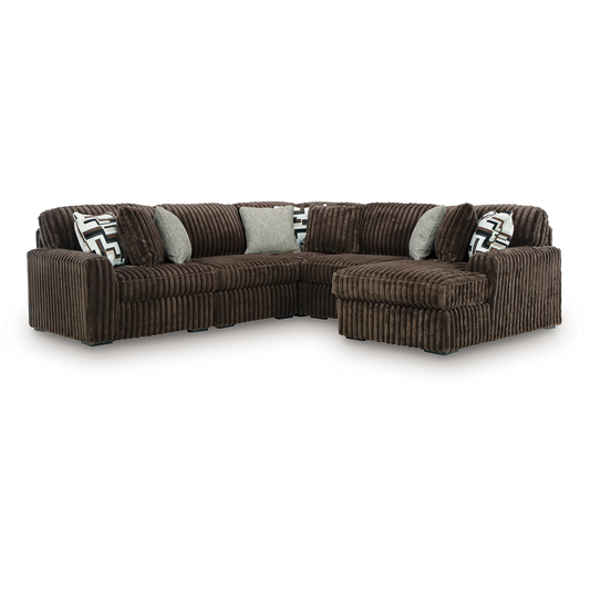Midnight-Madness - 5-Piece Sectional With RAF Corner Chaise - Chocolate