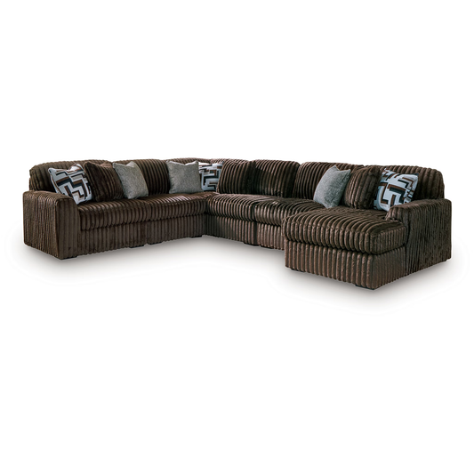 Midnight-Madness - 6-Piece Sectional With RAF Corner Chaise - Chocolate