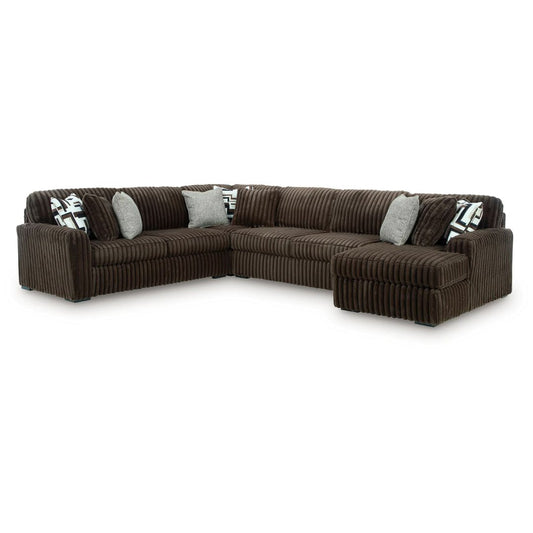 Midnight-Madness - Chocolate - 4-Piece Sectional With RAF Corner Chaise