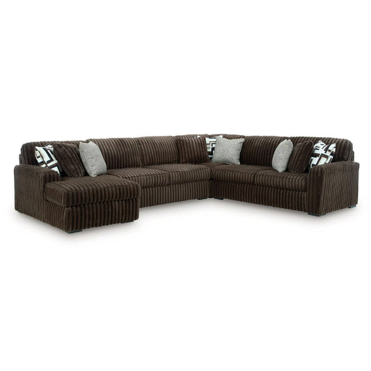 Midnight-Madness - Chocolate - 4-Piece Sectional With LAF Corner Chaise