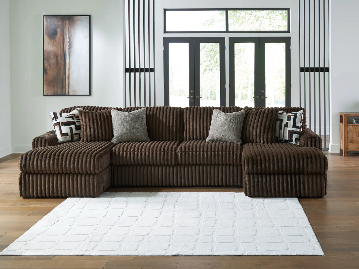 Midnight-Madness - Chocolate - 3-Piece Double Chaise Sectional