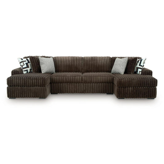 Midnight-Madness - Chocolate - 3-Piece Double Chaise Sectional