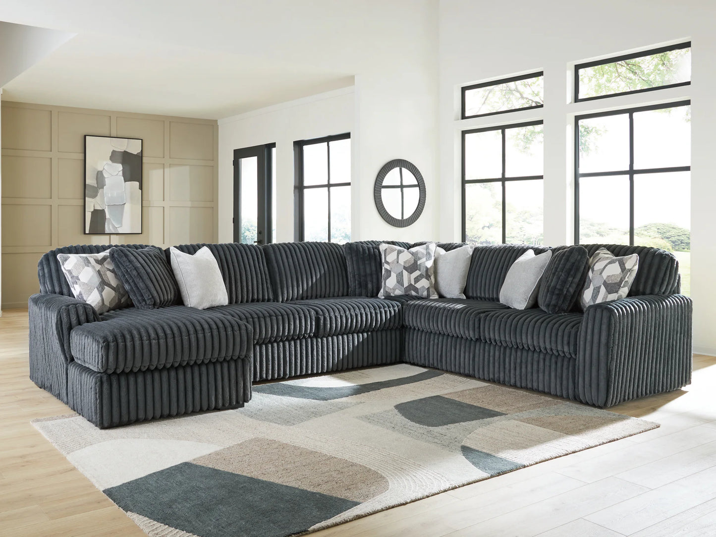 Midnight-Madness - 4-Piece Sectional With LAF Corner Chaise - Gunmetal