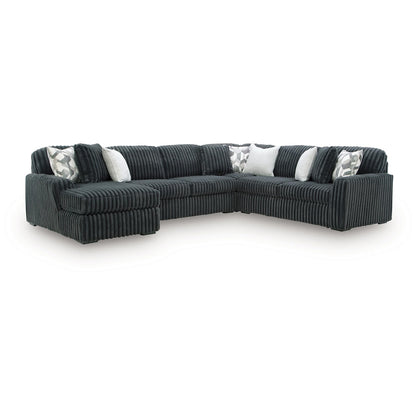 Midnight-Madness - 4-Piece Sectional With LAF Corner Chaise - Gunmetal