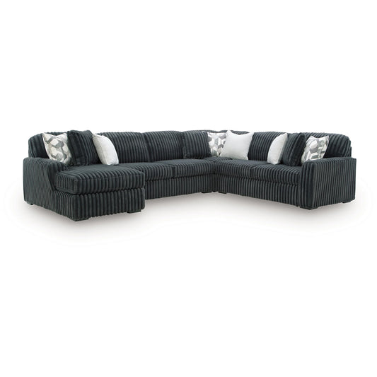 Midnight-Madness - 4-Piece Sectional With LAF Corner Chaise - Gunmetal
