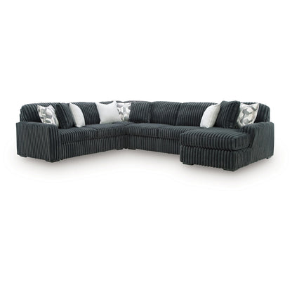 Midnight-Madness - 4-Piece Sectional With RAF Corner Chaise - Gunmetal