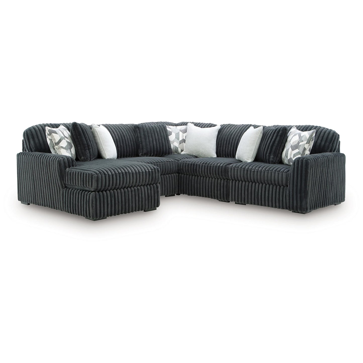 Midnight-Madness - 5-Piece Sectional With LAF Corner Chaise - Gunmetal