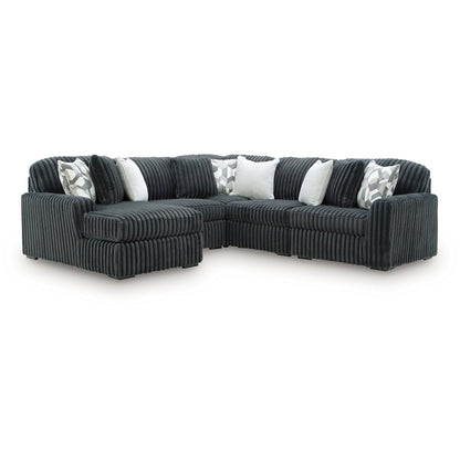 Midnight-Madness - 5-Piece Sectional With LAF Corner Chaise - Gunmetal