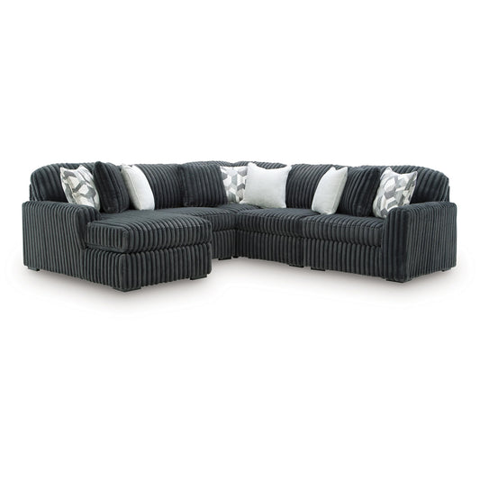 Midnight-Madness - 5-Piece Sectional With LAF Corner Chaise - Gunmetal