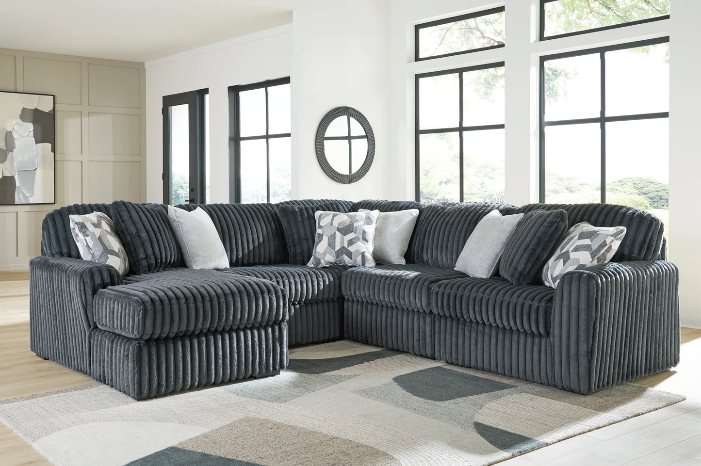 Midnight-Madness - 5-Piece Sectional With LAF Corner Chaise - Gunmetal