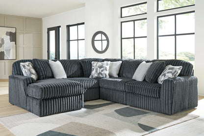 Midnight-Madness - 5-Piece Sectional With LAF Corner Chaise - Gunmetal