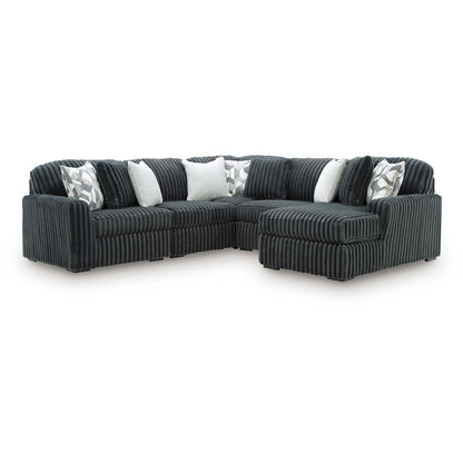 Midnight-Madness - 5-Piece Sectional With RAF Corner Chaise - Gunmetal