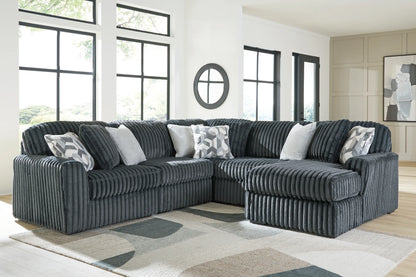 Midnight-Madness - 5-Piece Sectional With RAF Corner Chaise - Gunmetal
