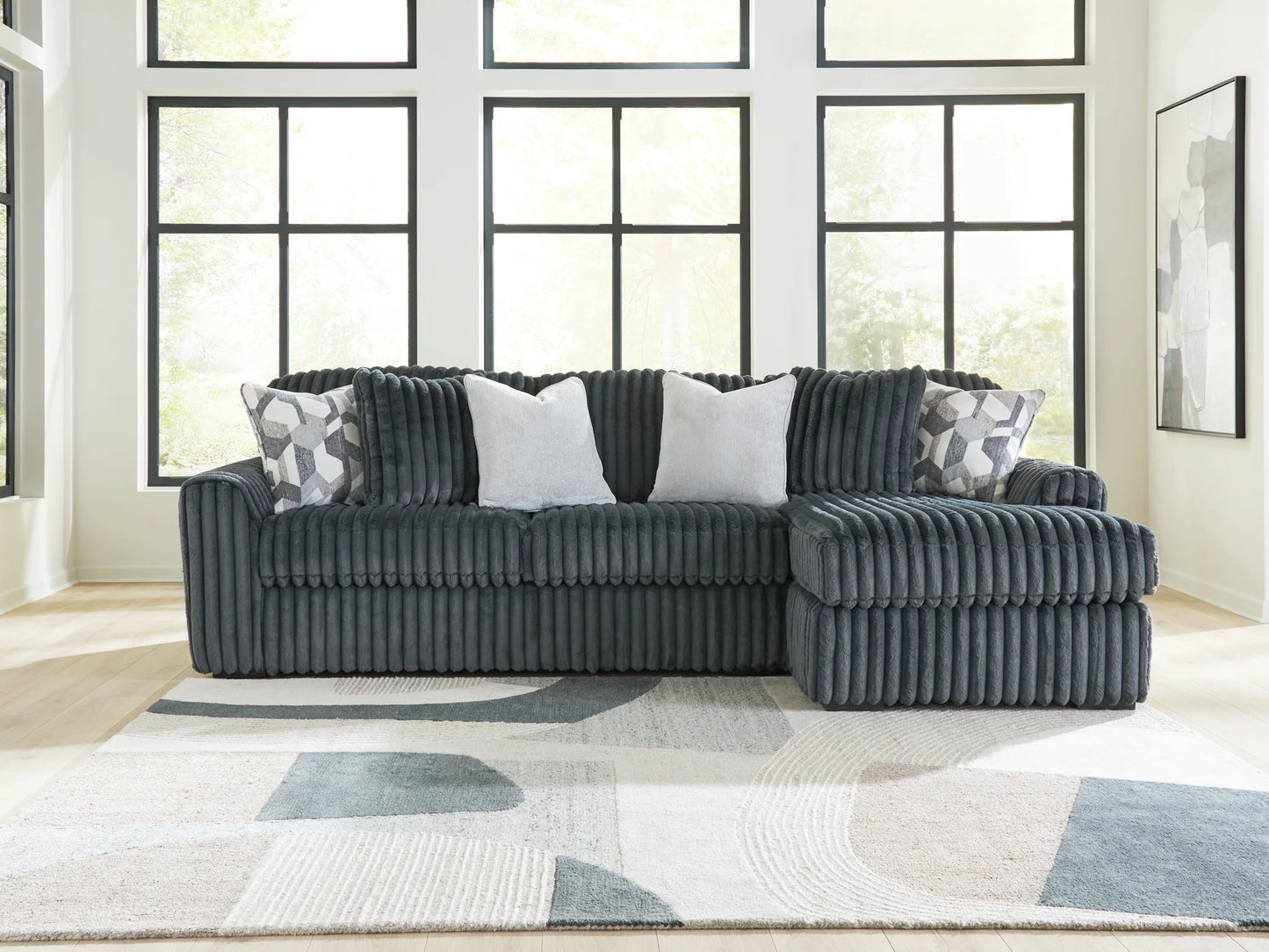 Midnight-Madness - 2-Piece Sectional Sofa With RAF Corner Chaise - Gunmetal