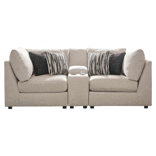 Kellway - Bisque - Loveseat With Console 3 Pc Sectional