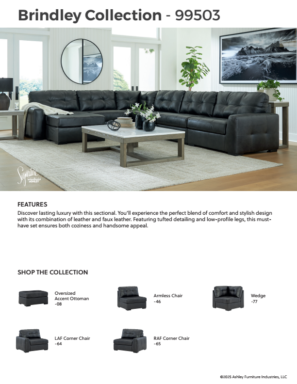 Brindley Pier - Fog - 3-Piece Sectional Sofa