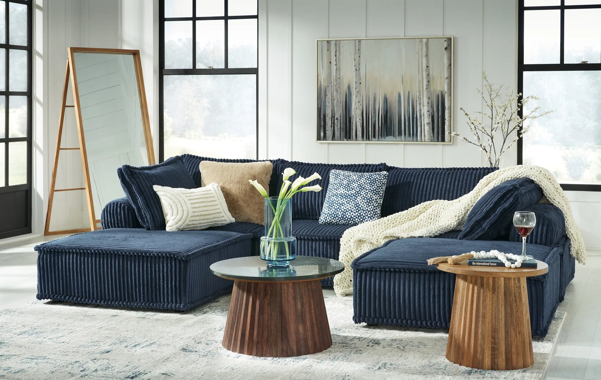 Bales - Navy - 5-Piece Modular Seating