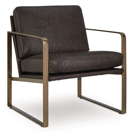 Bradett - Dark Brown / Gold Finish - Accent Chair