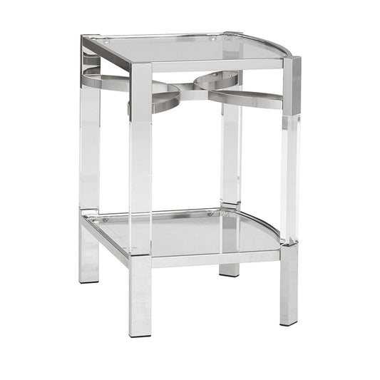 Chaseton - Clear / Silver Finish - Accent Table