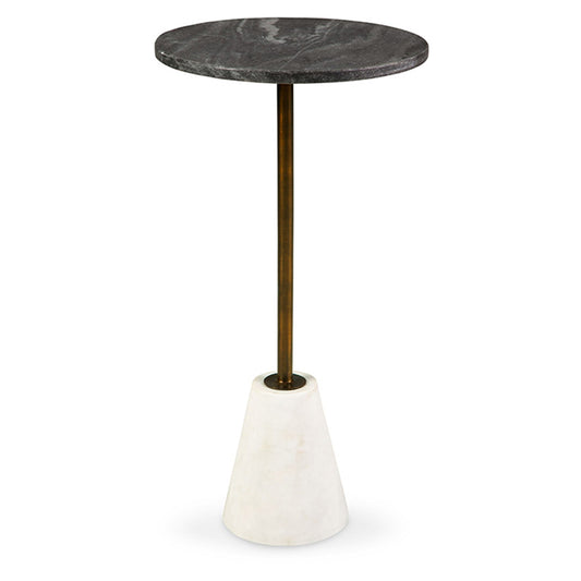 Caramont - Black / White / Gold Finish - Accent Table With White Base