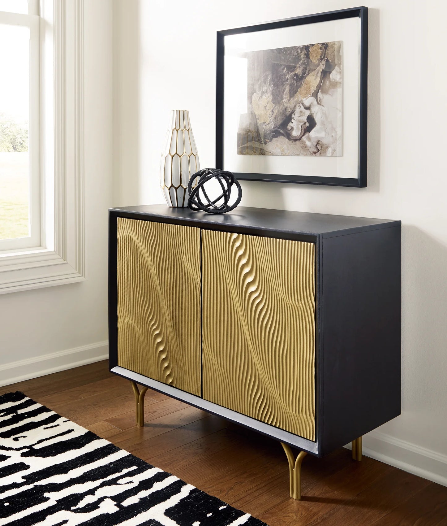 Tayner - Black / Gold Finish - Accent Cabinet 1