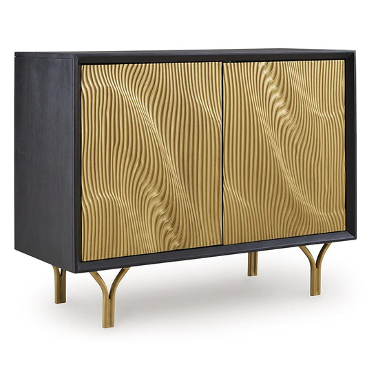 Tayner - Black / Gold Finish - Accent Cabinet