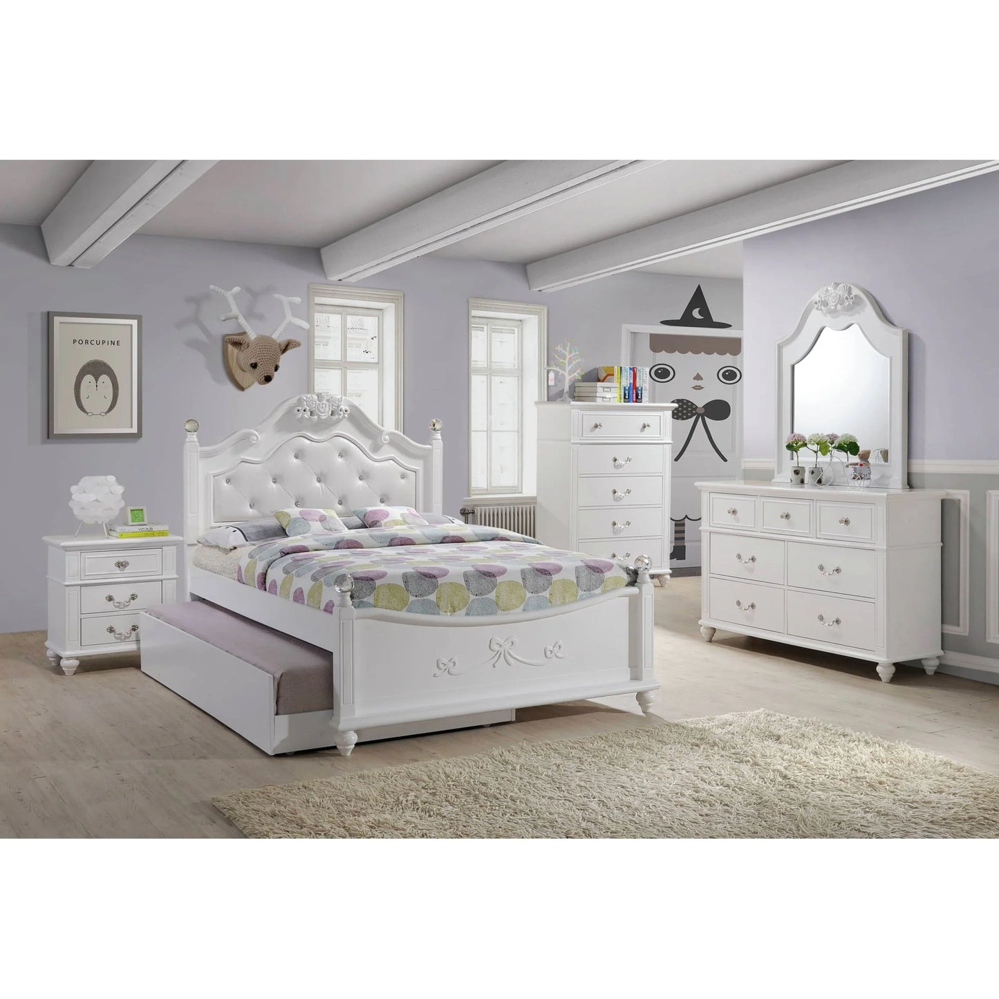Alana - Full Platform Bed With Storage Trundle - White