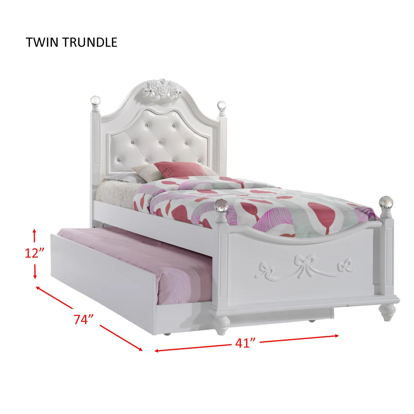 Alana - Twin Platform Bed With Storage Trundle - White