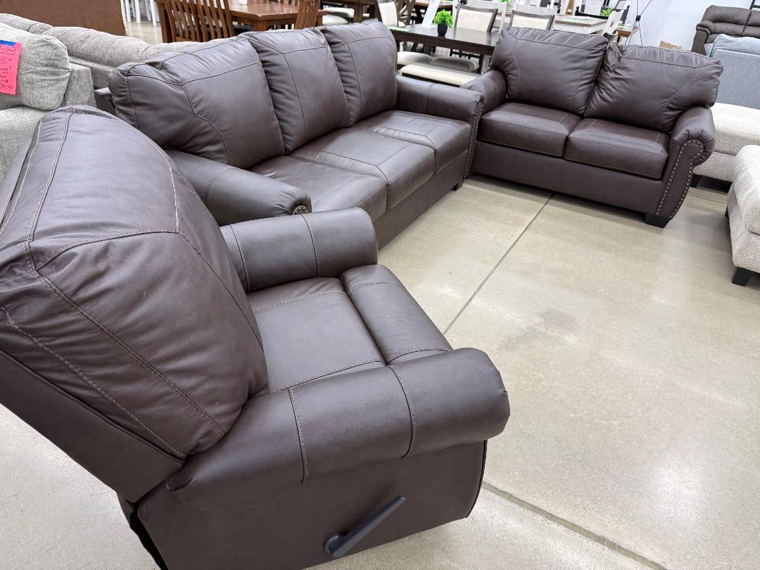 Ashley "Saonara" Leather Sofa, Loveseat and Recliner