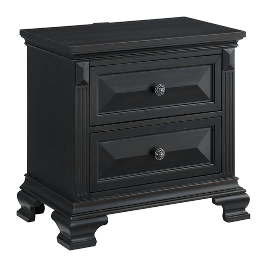 Bridgestone - 2-Drawer Nightstand With USB - Black