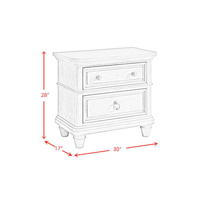 Whit-Ash - 2-Drawer Nightstand With USB - Light Gray