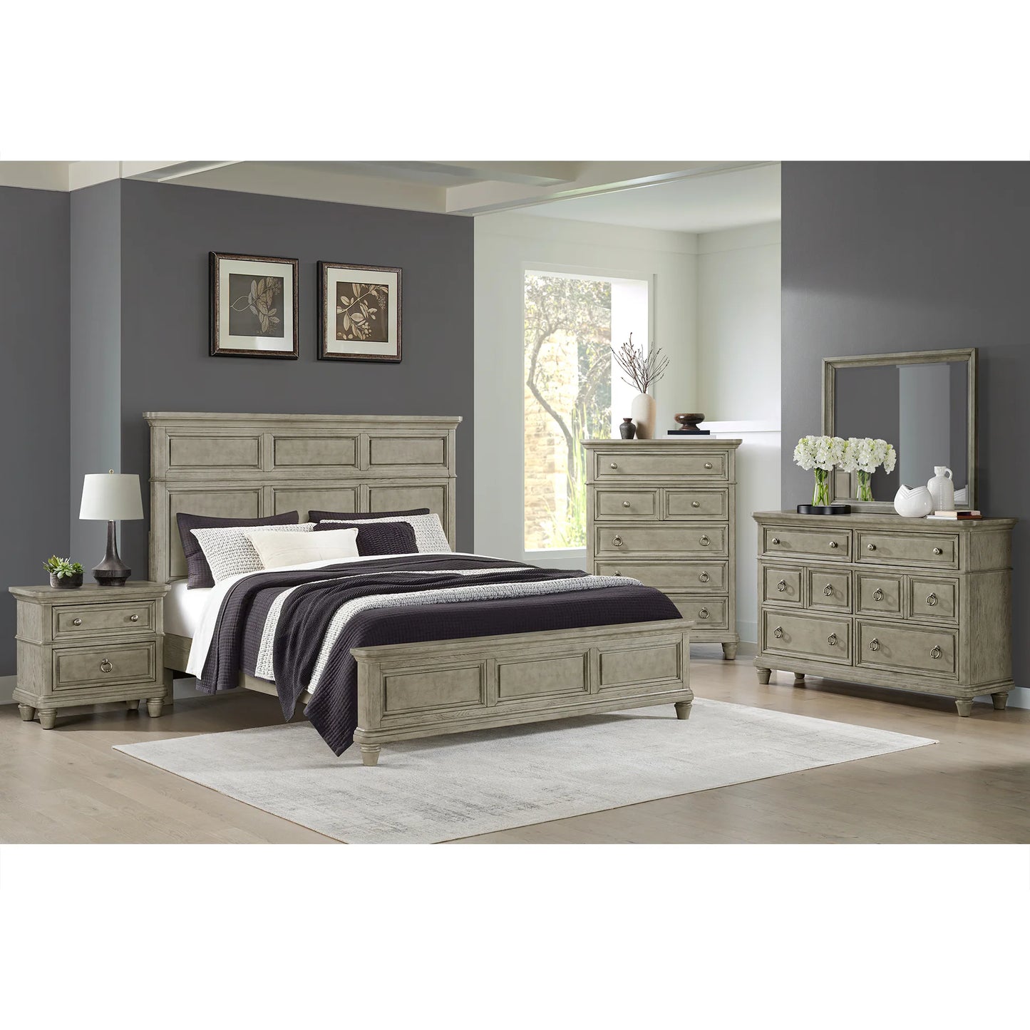 Whit-Ash - Queen Panel Bed - Light Gray