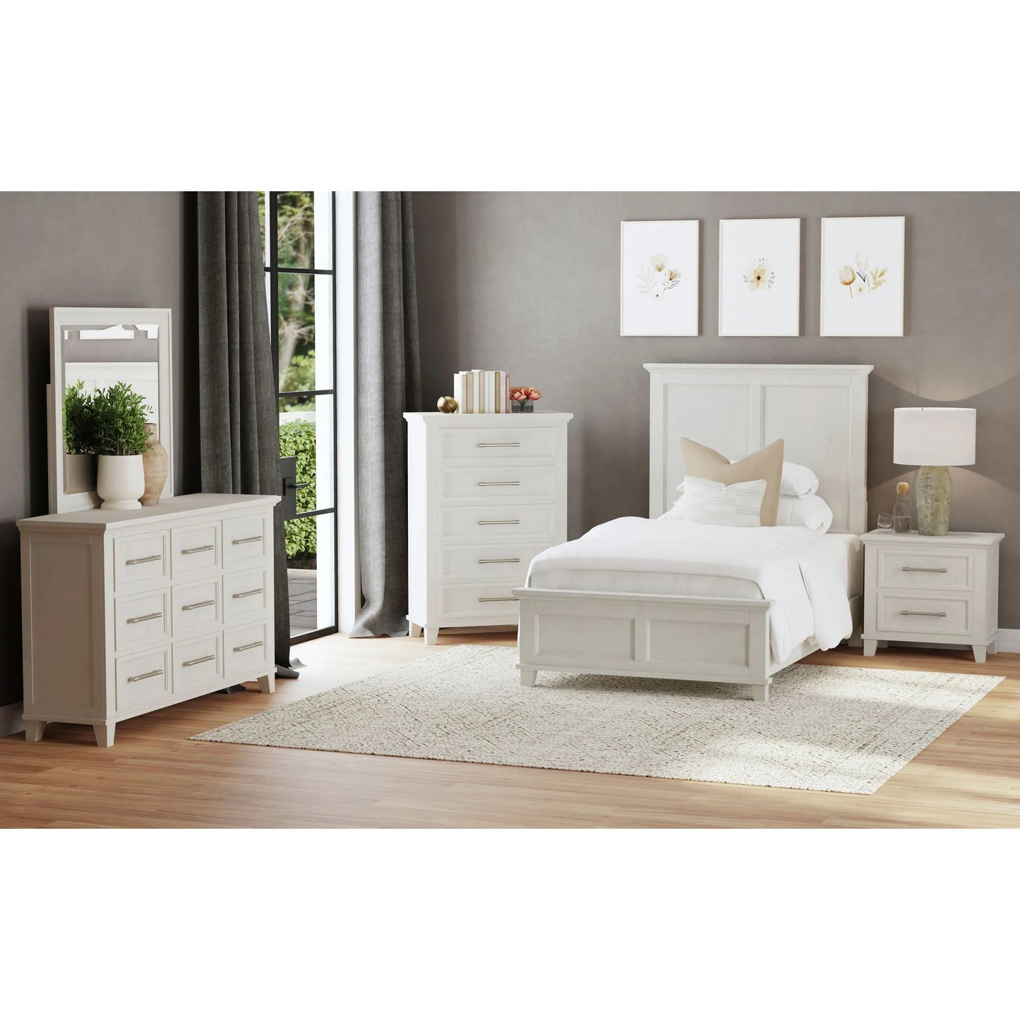 Canterbury - Twin Panel Bed - Ivory