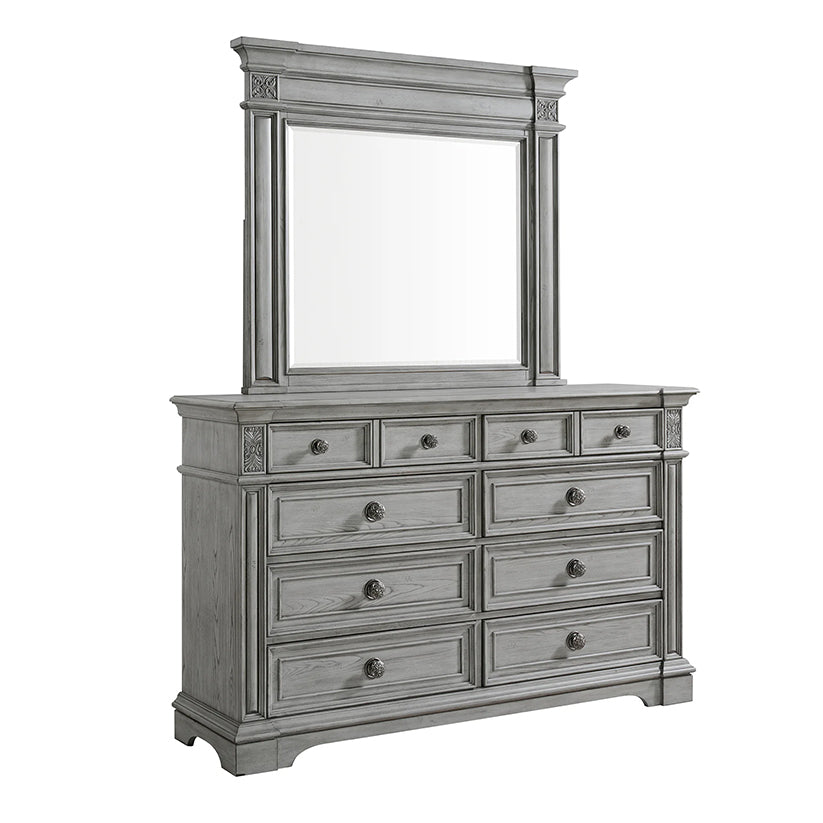 Glenmore - Dresser And Mirror Set - Aged Gray