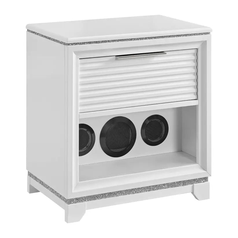 Denmark - 1-Drawer Nightstand With Speaker And USB - White