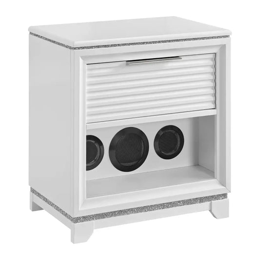 Denmark - 1-Drawer Nightstand With Speaker And USB - White