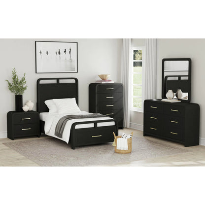 Ridgemont - Dresser And Mirror Set - Black With Grain