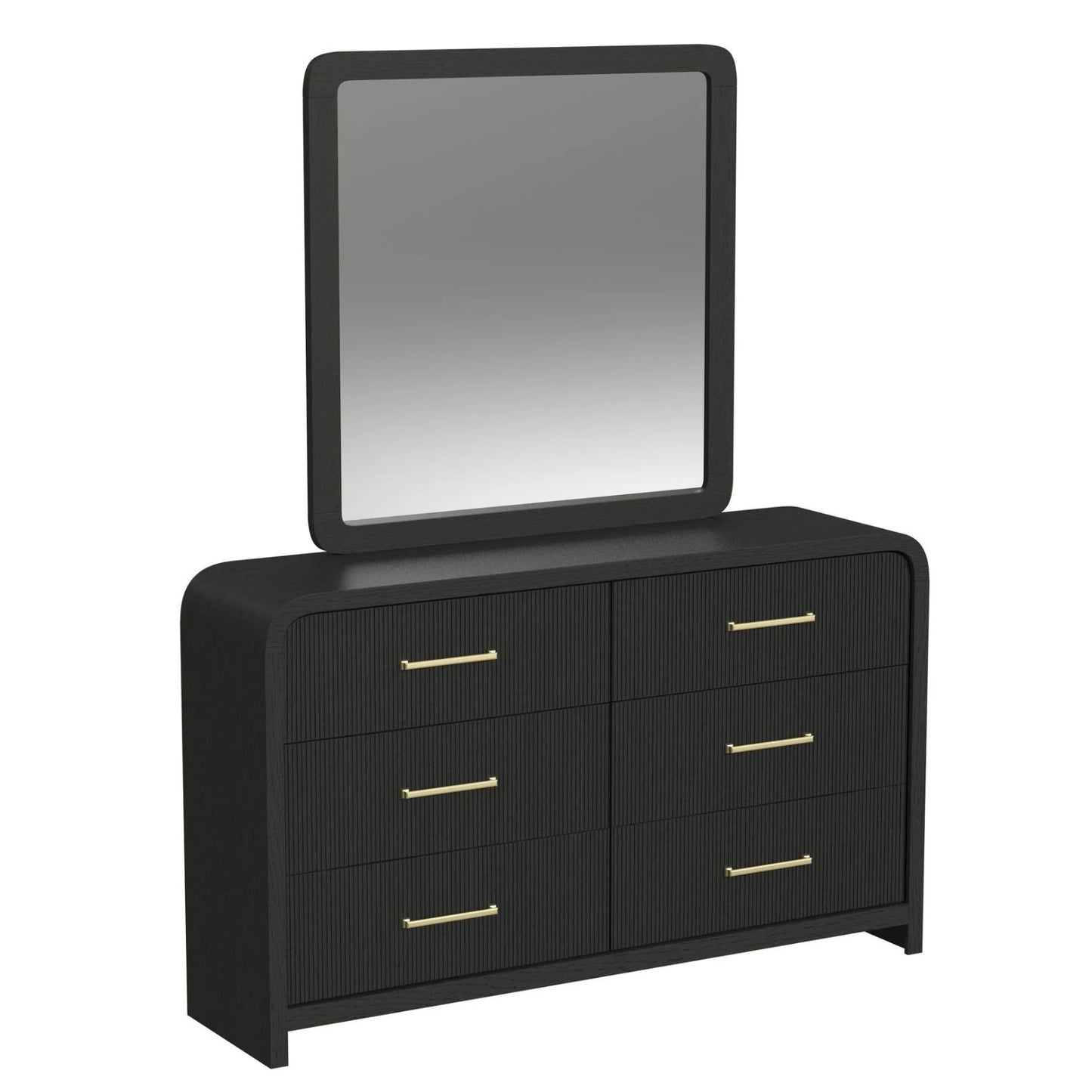 Ridgemont - Dresser And Mirror Set - Black With Grain