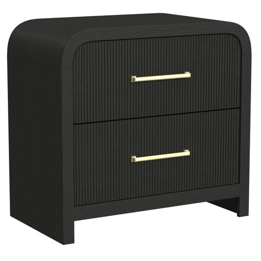 Ridgemont - 2-Drawer Nightstand With USB - Black With Grain