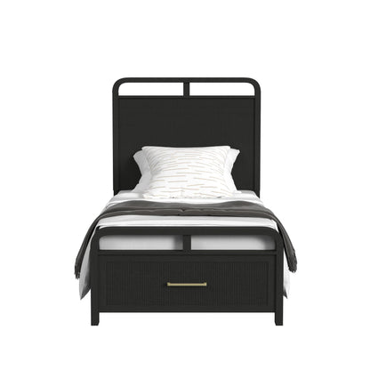 Ridgemont - Twin Storage Bed - Black With Grain