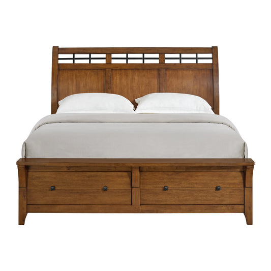 Gage - King Sleigh Storage Bed - Chestnut