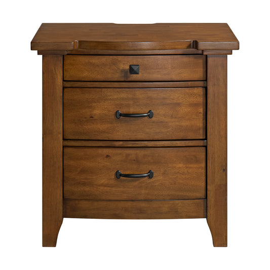 Gage - 3-Drawer Nightstand With USB And Power - Chestnut
