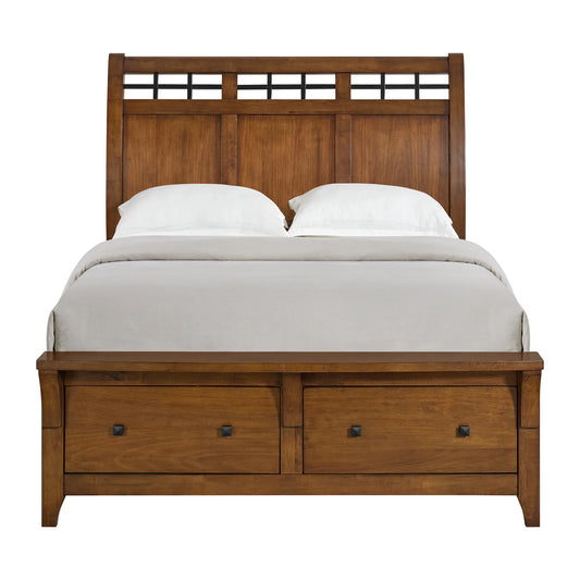Gage - Queen Sleigh Storage Bed - Chestnut