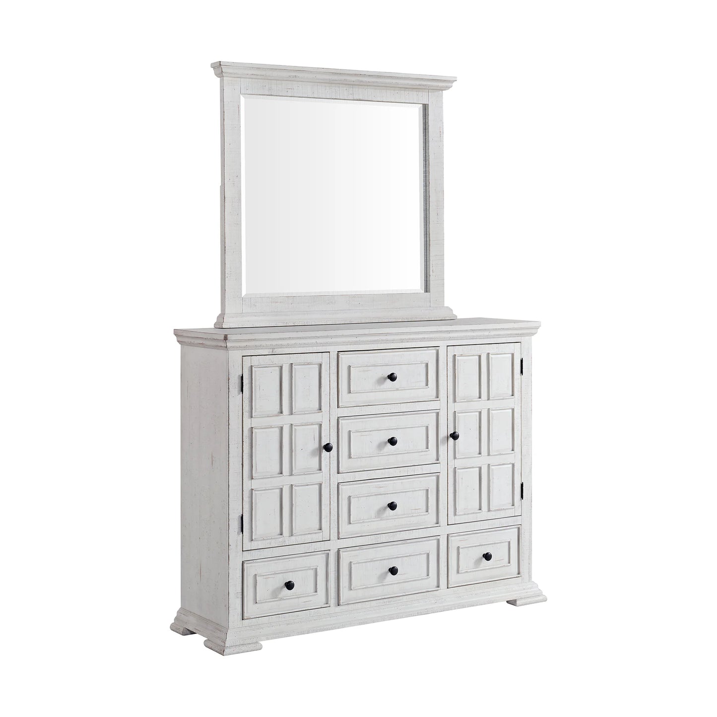 Heather - Dresser & Mirror - Rustic White
