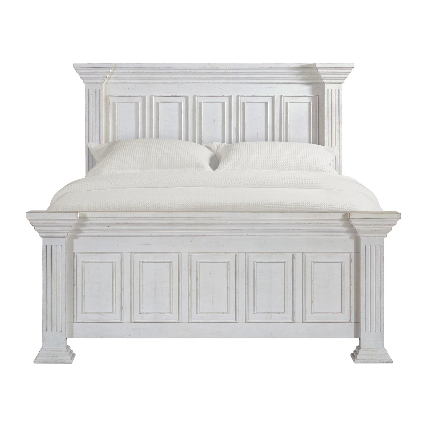 Heather - King Panel Bed - Rustic White