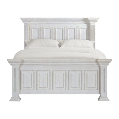 Heather - King Panel Bed - Rustic White