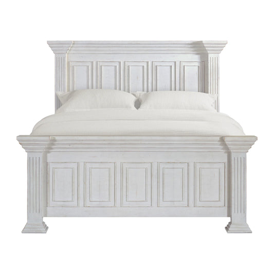Heather - King Panel Bed - Rustic White