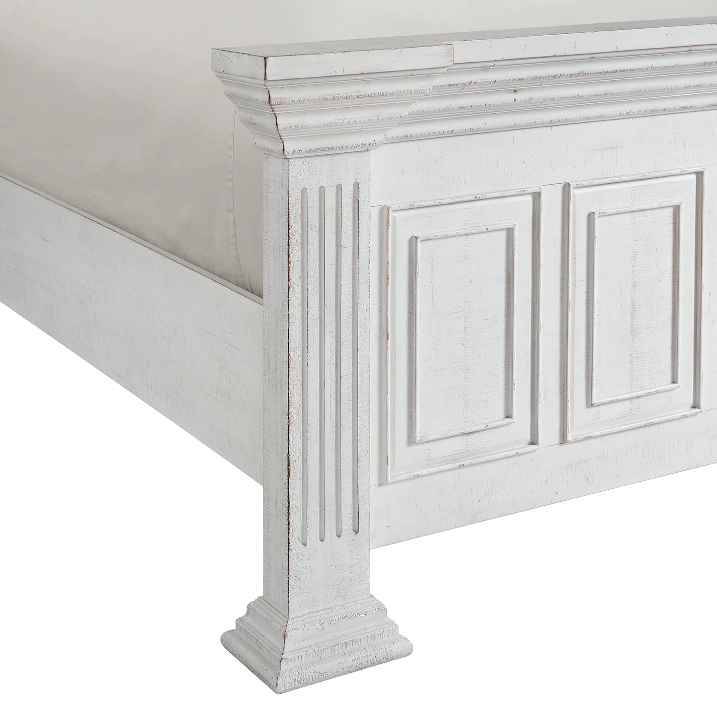Heather - King Panel Bed - Rustic White