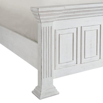 Heather - King Panel Bed - Rustic White